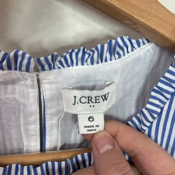 J Crew Factory Striped sleeveless tiered mini dress in cotton poplin size 6 - Picture 10 of 12